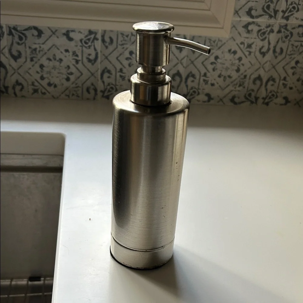 Stainless Steel and Gray Ceramic Soap Dispenser Set. GUC